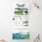  ruggedな雪に覆われた山 | イラストのウェディング 三つ折り招待状 (内部)