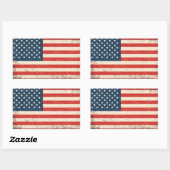Rugged Distressed Flag Patriotic Rectangle Vinyl D 長方形シール (シート)