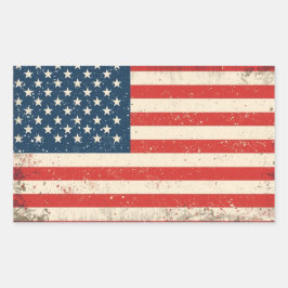 Rugged Distressed Flag Patriotic Rectangle Vinyl D 長方形シール