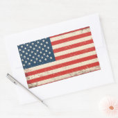 Rugged Distressed Flag Patriotic Rectangle Vinyl D 長方形シール (封筒)