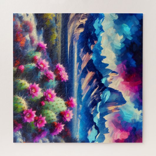 Rugged Mountains Blooming Cactus Square 556 pc ジグソーパズル (横)