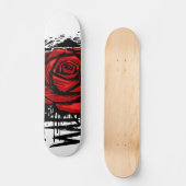 Rugged Rose Graffiti Art – Red Urban Flower スケートボード (正面)