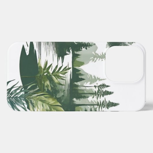 Ruhige Flusslandschaft – Grüne Wasserfarbenmalerei iPhoneケース (裏面横)