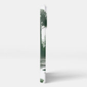 Ruhige Flusslandschaft – Grüne Wasserfarbenmalerei iPhoneケース (右側面)