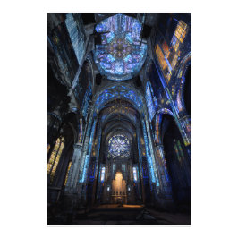 Ruined Cathedral Stained Glass Projection Glow フォトプリント