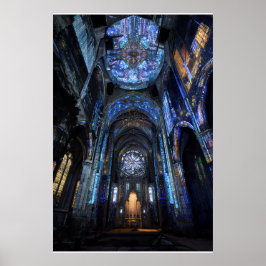 Ruined Cathedral Stained Glass Projection Glow ポスター