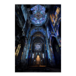 Ruined Cathedral Stained Glass Projection Glow ポスター