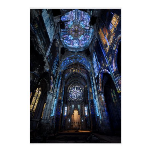 Ruined Cathedral Stained Glass Projection Glow ポスター (正面)