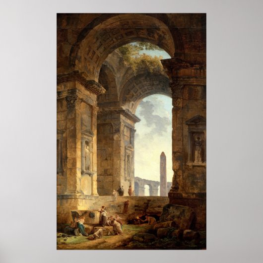 Ruins With An Obelisk by Robert Hubert ポスター (正面)