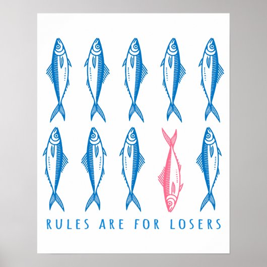 "Rules Are for Losers" Funny Boho Coastal Wall Art ポスター (正面)