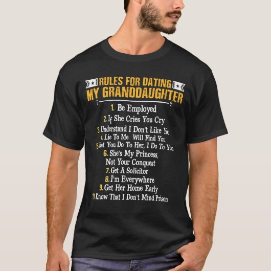 Rules For Dating My Granddaughter Fun Family Tシャツ (正面)