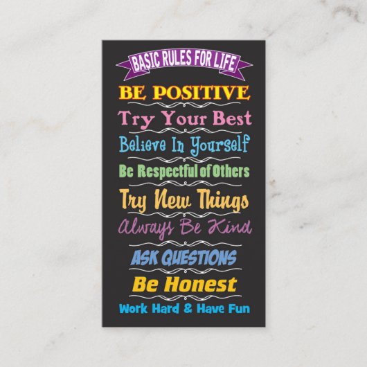 Rules for Life Inspirational Card コーリングカード (正面)