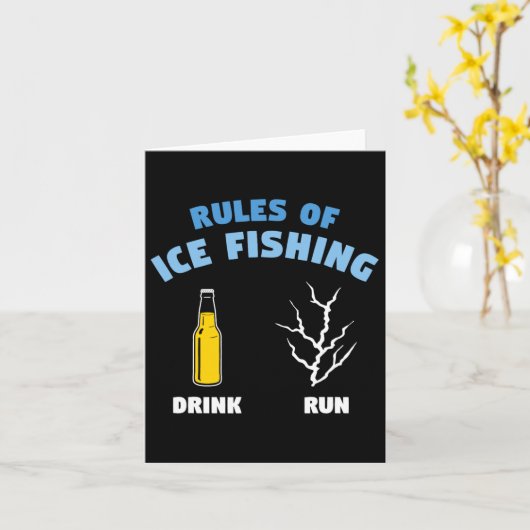 Rules Of Ice Fishing Drink Run Fisherman Angler  カード (黄色い花)