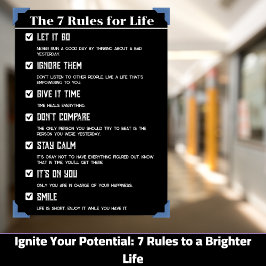 Rules of Life やる気を起こさせる Poster, 12"x18" Inche ポスター
