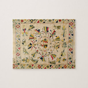 Rumal: パンジャブ語ダンを示す正方形の刺繍カバー ジグソーパズル