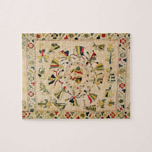 Rumal: パンジャブ語ダンを示す正方形の刺繍カバー ジグソーパズル (横)