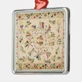 Rumal: パンジャブ語ダンを示す正方形の刺繍カバー メタルオーナメント (左)