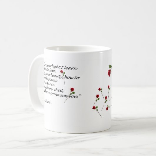 Rumiのハートの引用文のマグ コーヒーマグカップ (正面左)