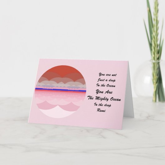 Rumiの引用文の挨拶状。 海の曼荼羅のデザイン カード (正面)