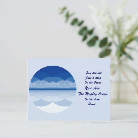 Rumiの引用文の郵便はがき。 海の曼荼羅のデザイン ポストカード (スタンド正面)