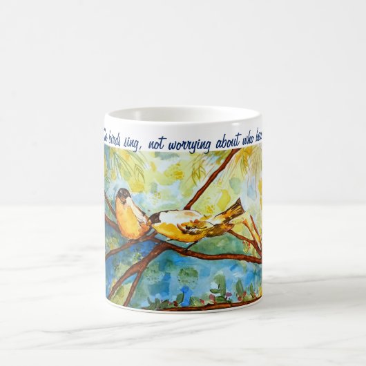Rumiの引用文の鳥の水彩画の芸術のコーヒー・マグ コーヒーマグカップ (中央)