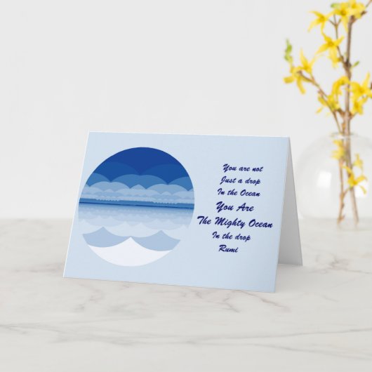 Rumiの引用文カード。 海の曼荼羅のインスピレーション カード (黄色い花)