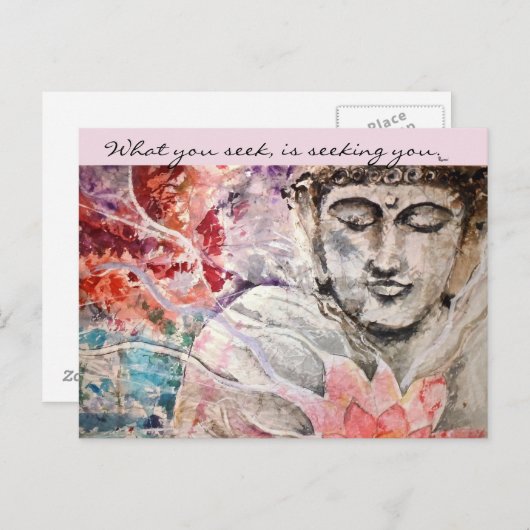 Rumiラブ引用文ブッダ水彩画カード ポストカード (正面/裏面)