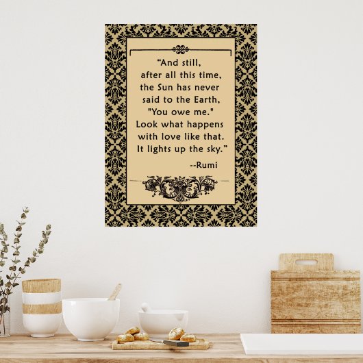 RUMI引用文のポスターまたはプリント太陽と地球 ポスター (キッチン)