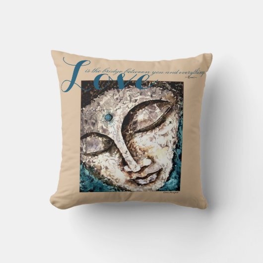 Rumi愛引用文の仏の水彩画の芸術の装飾用クッション クッション (正面)