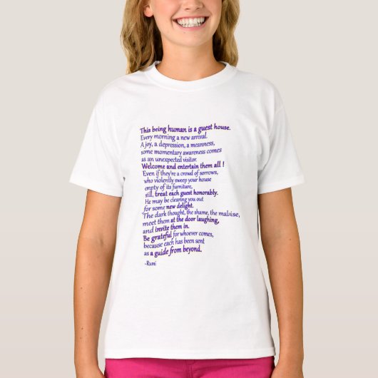Rumi: 人間はゲストハウスです tシャツ (正面)