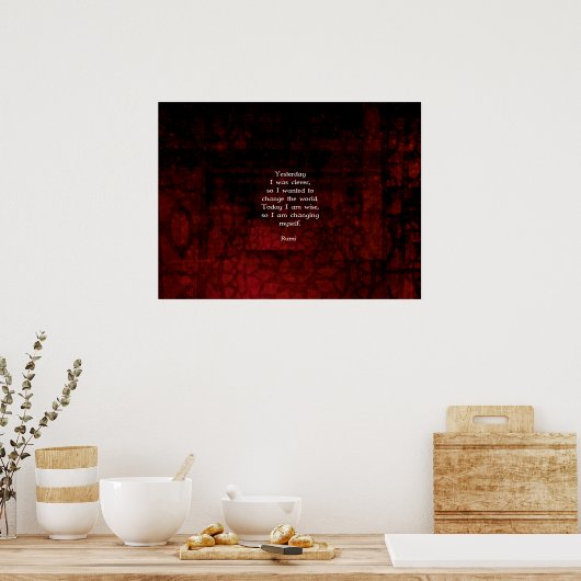 Rumi Wisdom引用文About Change & Cleverness ポスター (キッチン)