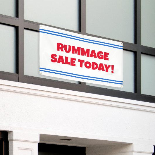 Rummage Sale Todayバナー 横断幕 (ビルの外側)