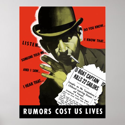 Rumors Cost Us Lives -- WW2 ポスター (正面)