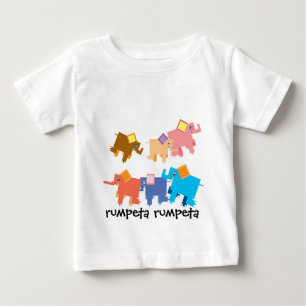 rumpeta rumpeta – 象の子供の走群れ ベビーTシャツ