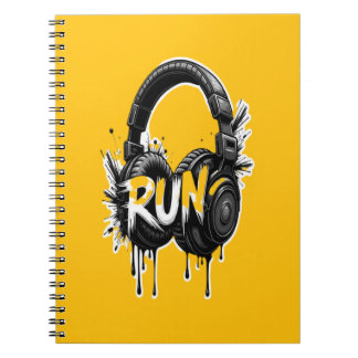 RUN ヘッドホン ストリートアート ステッカー ノートブック