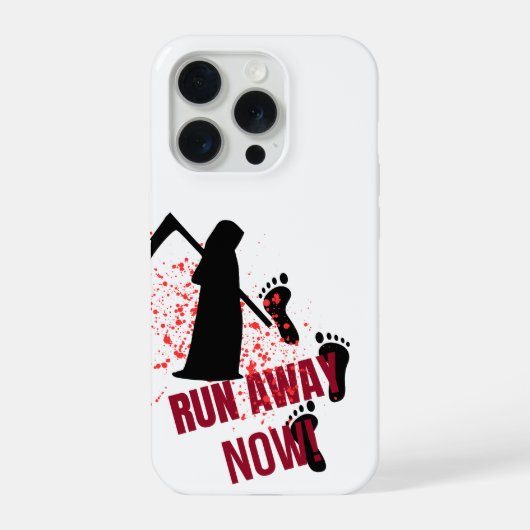 RUN AWAY NOW – Creepy Horror Footprints Phone Case iPhoneケース (裏面)