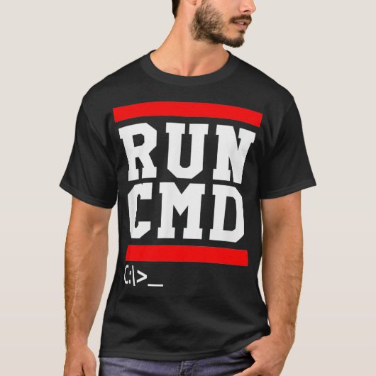 RUN CMD Console Command Prompt Sysadmin Tシャツ (正面)