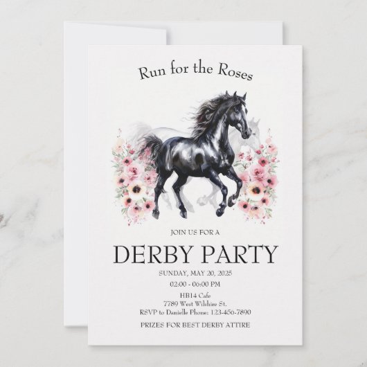Run for the Roses Derby Party Invitation Elegant H 招待状 (正面)