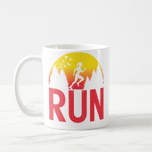 Run Funny Running Girls Runner Girl Athletics Endu コーヒーマグカップ (左)