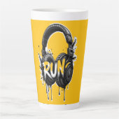 RUN Headphones Street Art Sticker カフェラテマグ (正面)