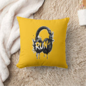 RUN Headphones Street Art Sticker クッション (ブランケット)