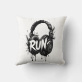 RUN Headphones Street Art Sticker クッション (裏面)