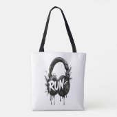 RUN Headphones Street Art Sticker トートバッグ (裏面)
