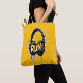 RUN Headphones Street Art Sticker トートバッグ (クローズアップ)