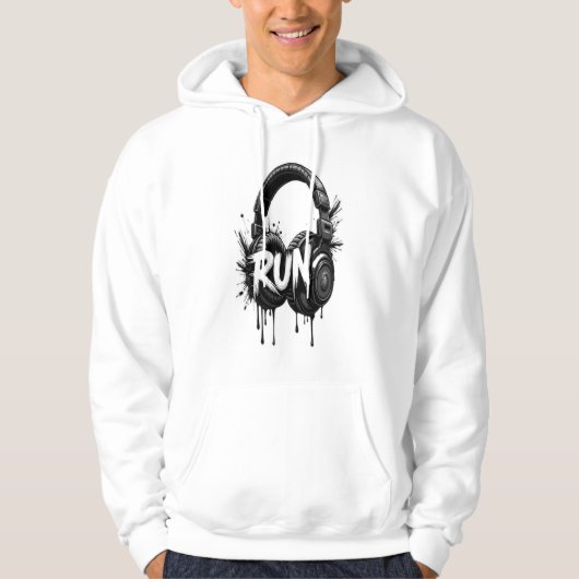 RUN Headphones Street Art Sticker パーカ (正面)