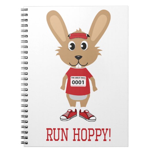Run Hoppy! 赤いウサギランナー ノートブック (正面)
