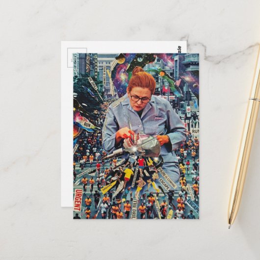 Run Hurry The Denist is Coming Surreal AI Collage ポストカード (正面/裏面インサイチュ)