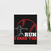 Run I Dare You Funny Baseball Catcher Baseball Pla カード (正面)
