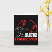 Run I Dare You Funny Baseball Catcher Baseball Pla カード (黄色い花)