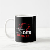 Run I Dare You Funny Baseball Catcher Baseball Pla コーヒーマグカップ (左)